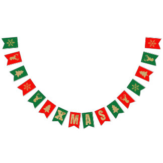 Rood Groen Goud Kerstmis Vlaggetjes