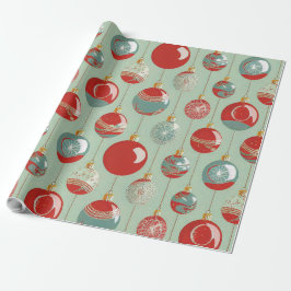 Rood Groen Goud Kerstornament  Rustiek Cadeaupapier