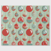 Rood Groen Goud Kerstornament  Rustiek Cadeaupapier (Vlak)