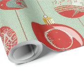 Rood Groen Goud Kerstornament  Rustiek Cadeaupapier (Rol Hoek)