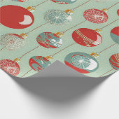 Rood Groen Goud Kerstornament  Rustiek Cadeaupapier (Hoek)