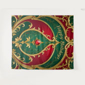 Rood Groen Goud Kerstvakantie Achtergrond Wandkleed (Voorkant (horizontaal))