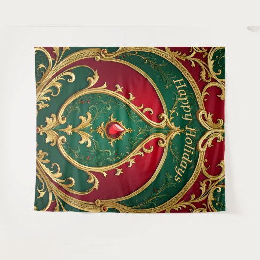 Rood Groen Goud Kerstvakantie Achtergrond Wandkleed (Voorkant (horizontaal))