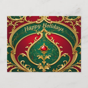 Rood Groen Goud Kerstvakantie Briefkaart