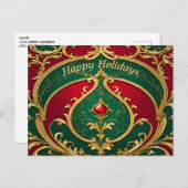 Rood Groen Goud Kerstvakantie Briefkaart (Voorkant / Achterkant)