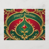Rood Groen Goud Kerstvakantie Briefkaart (Voorkant)
