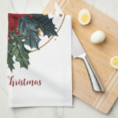 Rood Groen Goud Kerstvakantie Floral Botanicals Theedoek (Quarter Fold)