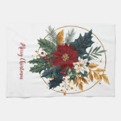 Rood Groen Goud Kerstvakantie Floral Botanicals Theedoek (Horizontaal)
