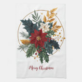 Rood Groen Goud Kerstvakantie Floral Botanicals Theedoek (Verticaal)