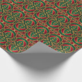 Rood Groen Goud Kerstvakantie inpakpapier (Hoek)