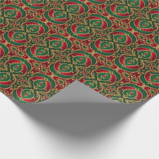 Rood Groen Goud Kerstvakantie inpakpapier (Hoek)