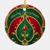Rood Groen Goud Kerstvakantie Ornament (Voorkant)
