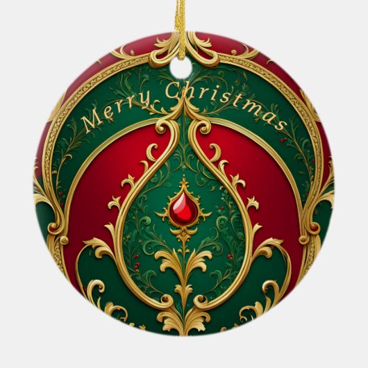 Rood Groen Goud Kerstvakantie Ornament (Achterkant)