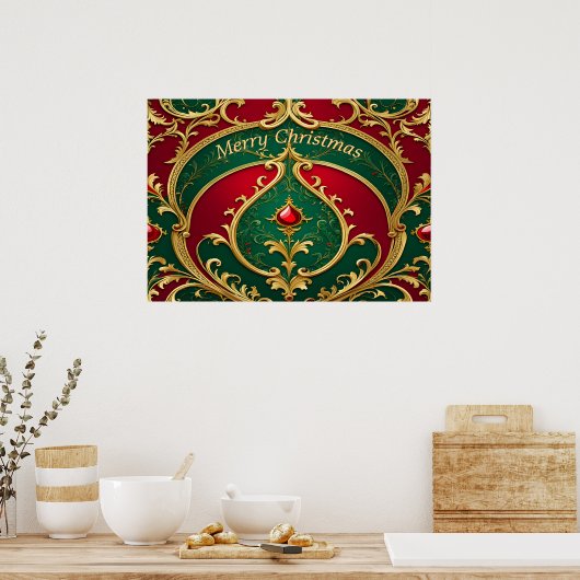 Rood Groen Goud Kerstvakantie Poster (Keuken)