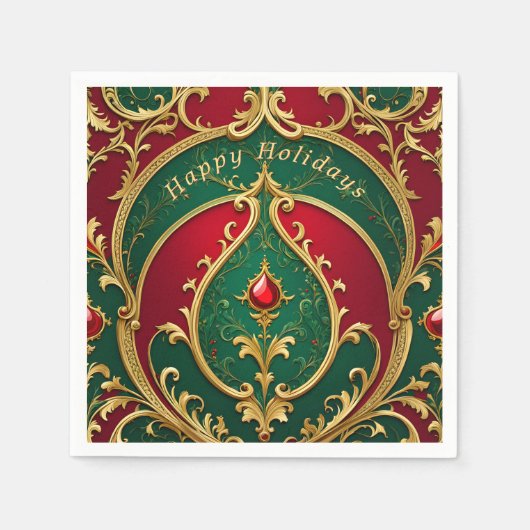 Rood Groen Goud Kerstvakantie Servet (Voorkant)