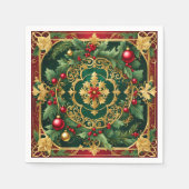 Rood Groen Goud Kerstvakantie Servet (Voorkant)