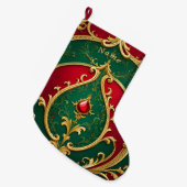 Rood Groen Goud Kerstvakantie Stocking Grote Kerstsok (Voorkant (Hangend))