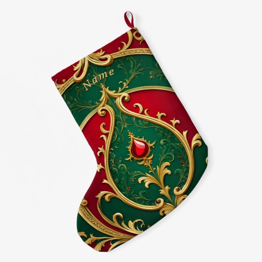 Rood Groen Goud Kerstvakantie Stocking Grote Kerstsok (Achterkant (Hangend))