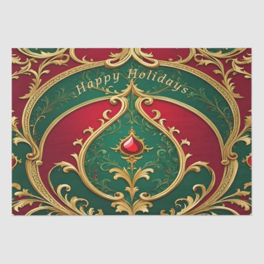 Rood Groen Goud Kerstvakantie Tissue Papier (Voorkant)