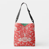 Rood, Groen & Goud Mystic Lotus Aziatisch Abstract Crossbody Tas (Achterkant)