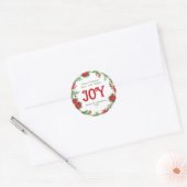 Rood Groen Goud Poinsettia Krans Modern Kerstmis Ronde Sticker (Envelop)