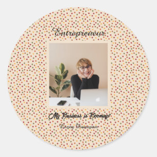 Rood, Groen, Goud, Sinaasappel, Bruine stippen Ronde Sticker
