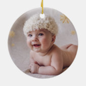 Rood Groen Goud Sneeuwvlok Baby 1e Kerstmis Keramisch Ornament (Achterkant)