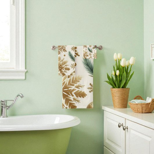 Rood Groen Goud Sneeuwvlok Bloemenvakantie Bad Handdoek