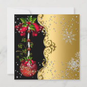 Rood groen goud Snowflake kerstfeest Dinner Party Kaart (Achterkant)