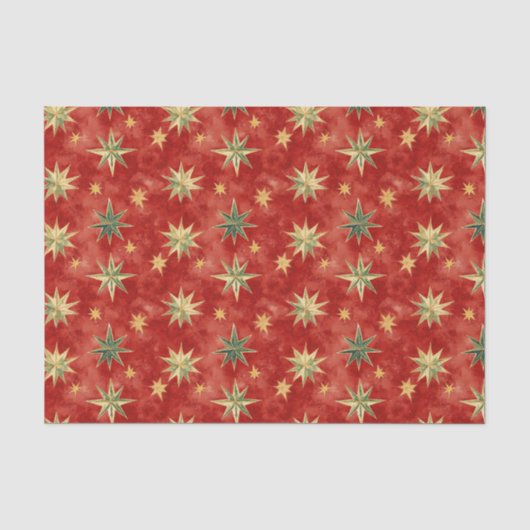 Rood Groen Goud Sterren Kerstmis Tissuepapier (Voorkant)