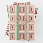 Rood, groen goud Trio Wrapping Paper Sheets (In situ)