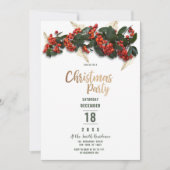 Rood groen goud veenbessen bladeren winter Kerstmi Kaart (Voorkant)