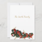 Rood groen goud veenbessen bladeren winter Kerstmi Kaart (Achterkant)