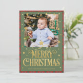 Rood Groen Goud Vrolijk Kerstkaart (Staand voorkant)