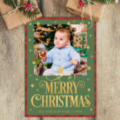 Rood Groen Goud Vrolijk Kerstkaart