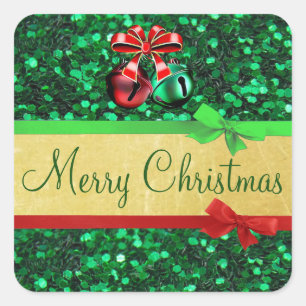 Rood Groen Goud Vrolijk Kerstmis Bogen Stickers