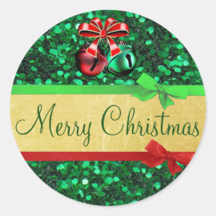 Rood Groen Goud Vrolijk Kerstmis Bogen Stickers