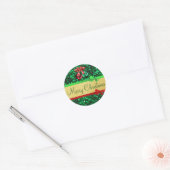 Rood Groen Goud Vrolijk Kerstmis Bogen Stickers (Envelop)