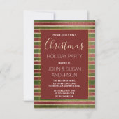 Rood Groen - Gouden Folie Kerstfeest Uitnodiging (Voorkant)
