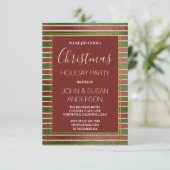 Rood Groen - Gouden Folie Kerstfeest Uitnodiging (Staand voorkant)
