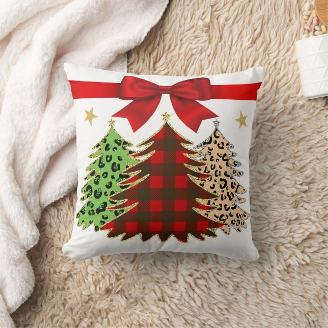 Rood, Groen, Gouden Kerstboom Dubbelzijdig Kussen (Deken)