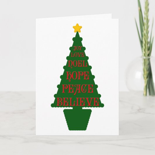 Rood, groen, gouden kerstboom Kaart (Voorkant)