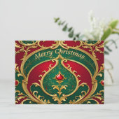 Rood Groen Gouden Kerstkaart (Staand voorkant)