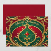 Rood Groen Gouden Kerstkaart (Voorkant / Achterkant)