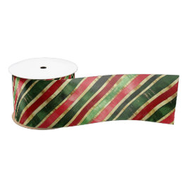 Rood Groen Gouden Strepen Vintage Christmas Ribbon Satijnen Lint