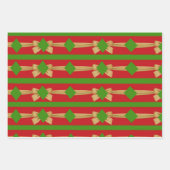 Rood groen gouden strikken kerst inpakpapier vel (Voorkant 2)