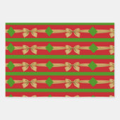 Rood groen gouden strikken kerst inpakpapier vel (Voorkant)