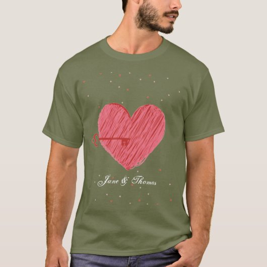 Rood Groen Hart Schattigee Romance Moderne Valenti T-shirt (Voorkant)