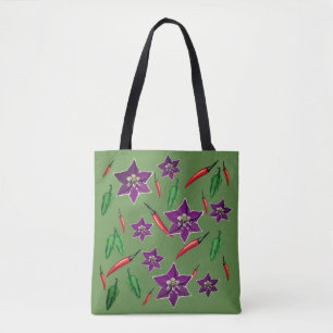 Rood, groen, hete paprika tote bag