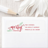 Rood & Groen Holly en dennen Kerstmis Adres Etiket (Insitu)